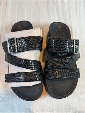 Vionic Rio Lizard 3-Strap Buckle Platform Slide Orthopedic Sandals Women’s 5